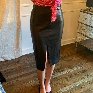 Babaton vegan leather pencil skirt with slits